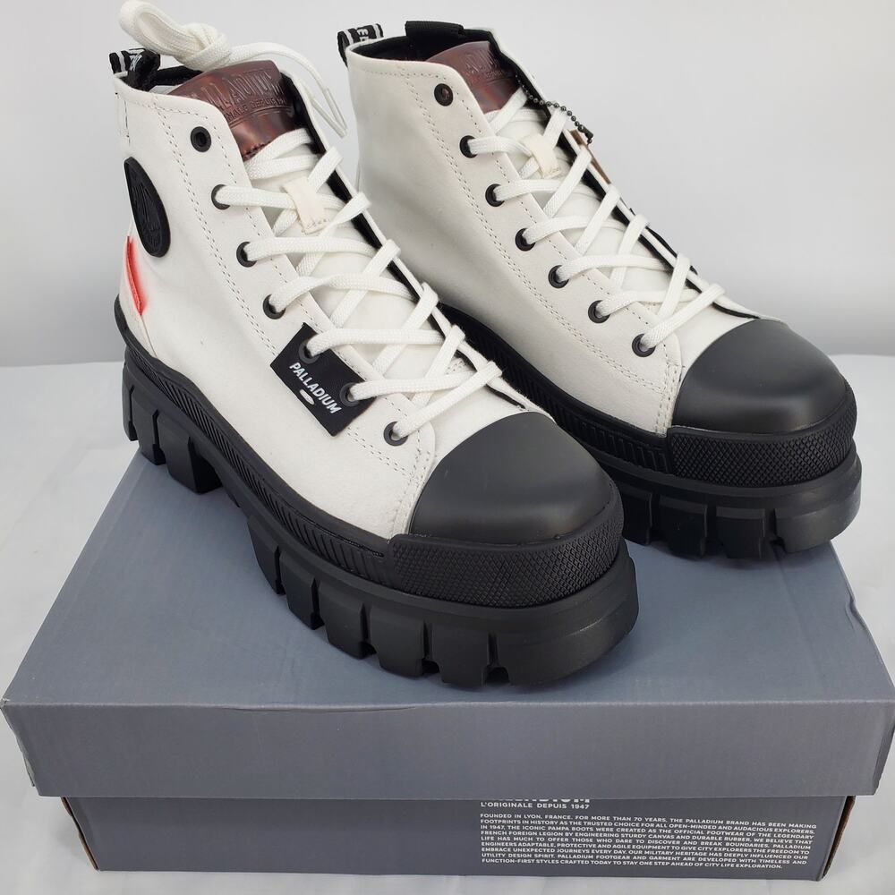 Palladium Womens 9 Revolt HI‎ TX Star White Platform Boot 97242-116-M New